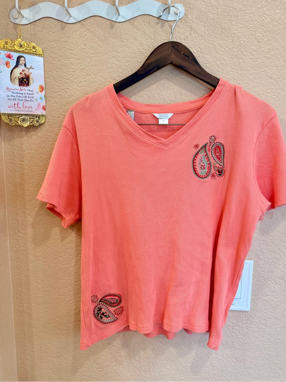 Y2K - 100% Cotton Christopher & Banks Coral floral embroidered